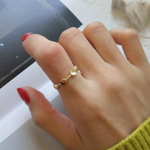 925 Sterling Silver Tiny Dot Stackable Ring Gold Fashion Adjustable Open Finger Rings For Women Girls Charm Jewelry Holiday Gift