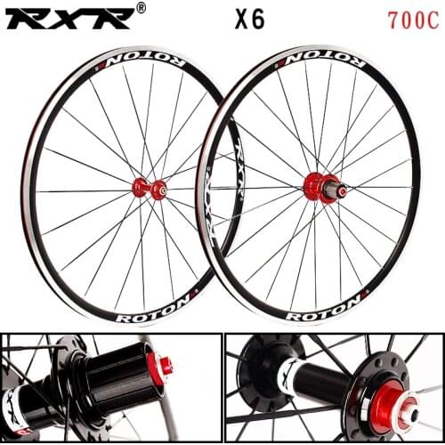 RXR Road Bike Wheelset X6 700C Bearing Wheels 7-11 Speed V Brake Clincher Front Rear Aluminum alloy Wheelsets