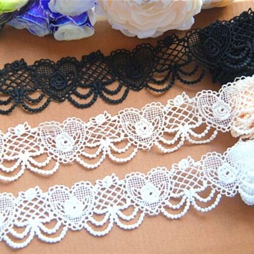 Polyester Embroiderey Lace White And Black Double Scalloped Lace Sewing Garment Accessories 3cm