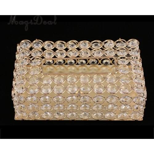 MagiDeal Lidded Crystal Facial Tissue Box Holder Crystal Cube Napkin Dispenser Bedroom Office Hotel Cafe Coffee House Bar