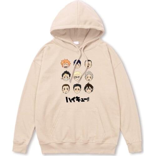 Cute Cartoons Anime Haikyuu Printing Hoodies Men Fashion Casual Hoodie Autumn Big Size Hoody Korean fur-liner Tracksuit Male