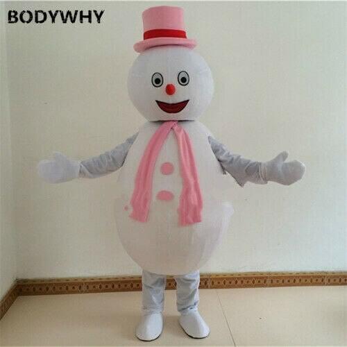 Cute Snowman Cartoon Doll Furry White Mascot Costume Headgear Walking Plush Toy Christmas Cosplay Costume Props