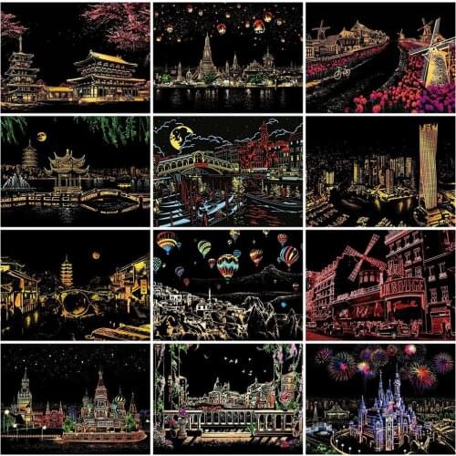 MomoArt New Arrival 5D DIY Diamond Embroidery City Mosaic Art Diamond Painting Scenery Cross Stitch Black Light Home Decoration