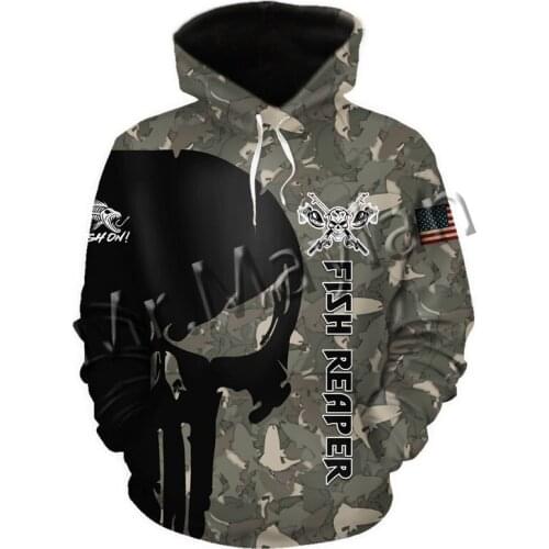 Fashion 3D Print Animal Fish Reaper Art Camo Men Women Sportswear Casual Hoodies Zipper / Sweatshirts / Jackets / Harajuku S-153