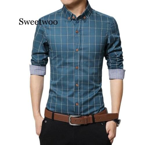 SWEETWOO Men Plaid Shirt 2020 New Autumn Winter Casual Shirts Men Tops Long Sleeve Cotton Male Shirts