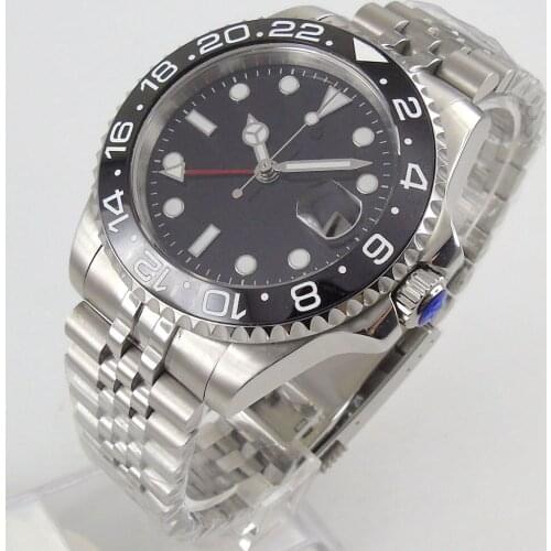 40mm DREAMRUI black dial Sapphire glass ceramic bezel Luminous jubilee GMT automatic mens watch