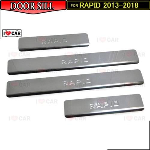 Door sills for Skoda Rapid 2013-2018 scuff plate guard stainless door sills sticker car styling interior decoration protection