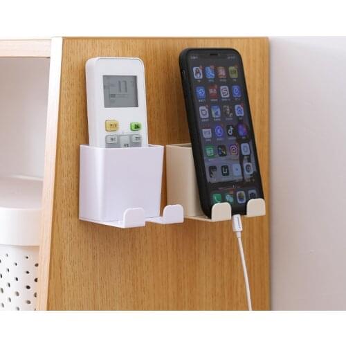 Punch Free Wall Mounted Organizer Storage Box Remote Control Mounted Mobile Phone Plug Wall Holder Charging Multifunction hook