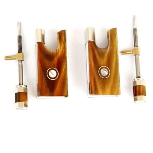 Wholesale 5 Sets Top New 4/4 Violin Red Ox Horn Frog Nickel Silver Parts Double Pairs Eye Parts Accessories Fittings