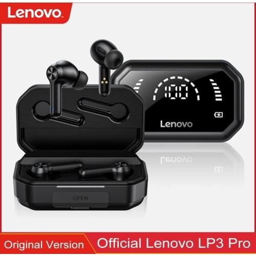 Lenovo LP3 Pro Wireless Bluetooth 5.0 Earphones Waterproof Low Latency HiFi Stereo Sound Gaming Earbuds with LED Power Display