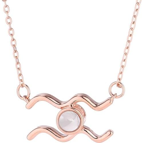 DANS ELEMENT Constellation Necklace For Women Exclusive Micro-carved Stone 100 Languages Of Love Birthday Gift Fashion 137328