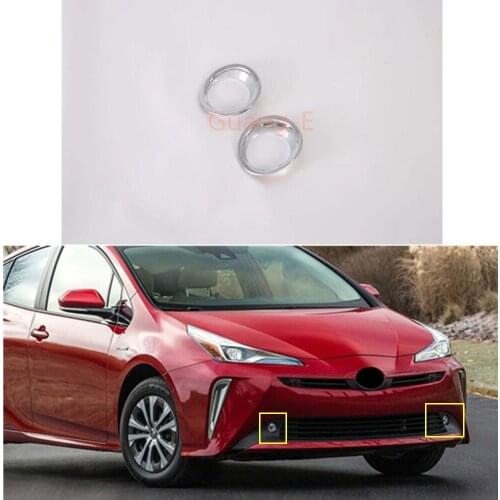 Car Body Front Fog Light Lamp Detector Frame Stick ABS Chrome Trim Parts 2pcs For Toyota Prius 2019 2020 2021