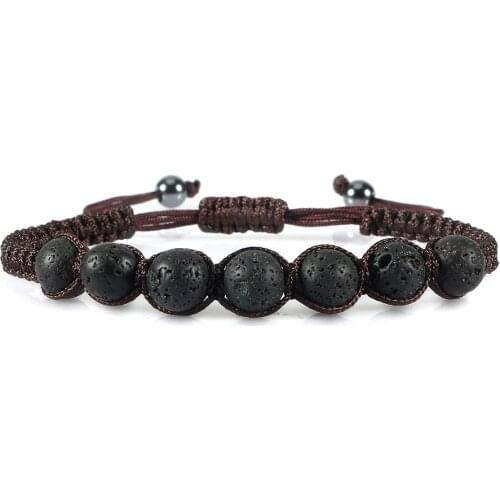 Volcanic Lava Stone Bracelets Natural Tiger Eye Beads Healing Balance Braided Bracelet Yoga Buddha Weave Jewelry For Women Men