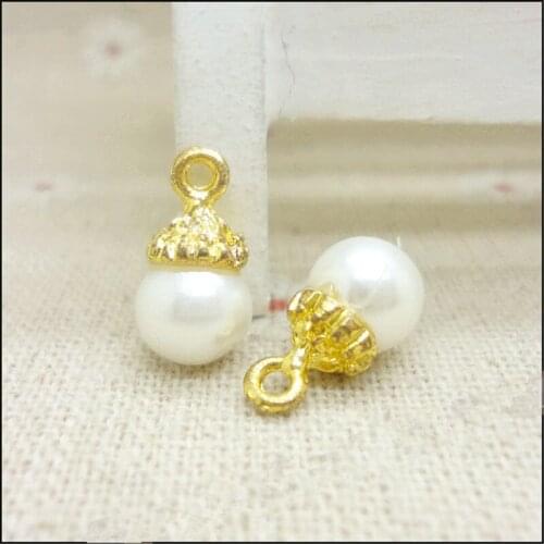 RongQing 20Pcs/lot Fashion Imitation Pearls for Jewelry Making Tiny Metal Alloy Pearls Accessories