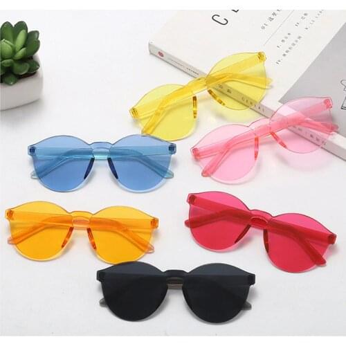 Korean Style Candy Color Kids Sunglasses Boy Girl Rimless Frame Cat Eye Eyeware UV400 Summer Children Sun Glasses Goggles Shades