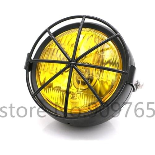Universal 6.5" Amber Motorcycle Side Mount Headlight For Harley Honda Yamaha Kawasaki Cafe Racer Bobber Touring