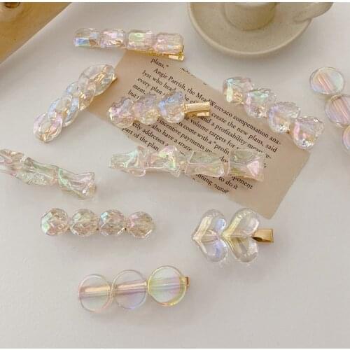 Hair Clips For Girls Korean Crystal White Chain Hairpin Women Duckbill Clip Fashion Temperament Sweet Side Clip Hair Accessories