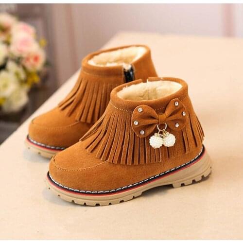 Winter Toddler Baby Girls Plush Keep Warm Martin Boots For Kids Children Suede Leather Cotton Shoes New 1 2 3 4 5 6 7 Years old