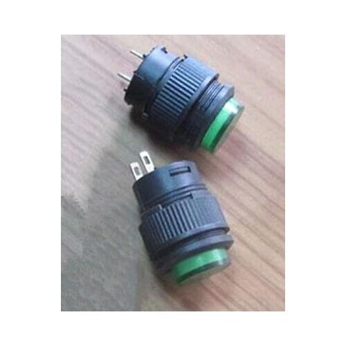 10PCS R16-503A 3A 250V Green Round Self-Lock ON/OFF Push Button Switch 2 Pin
