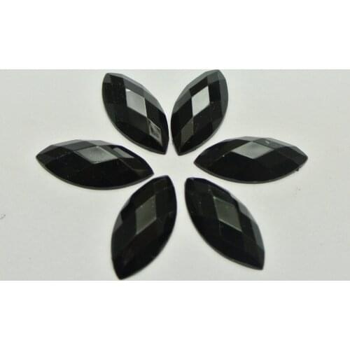 100 Black Flatback Acrylic Horse Eye Rhinestone Gems 9X20mm No Hole