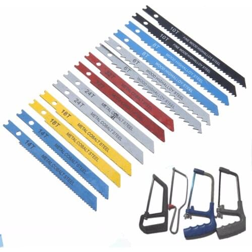 14Pcs/set Assorted U-shank Jigsaw Blade Set Practical Jigsaw Blades for Plastic Aluminium Cutting