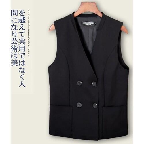 2020 spring autumn Plus size Fashion women v-neck suit Waistcoat Casual Vest Sleeveless Slim lady Vests black 4XL A38