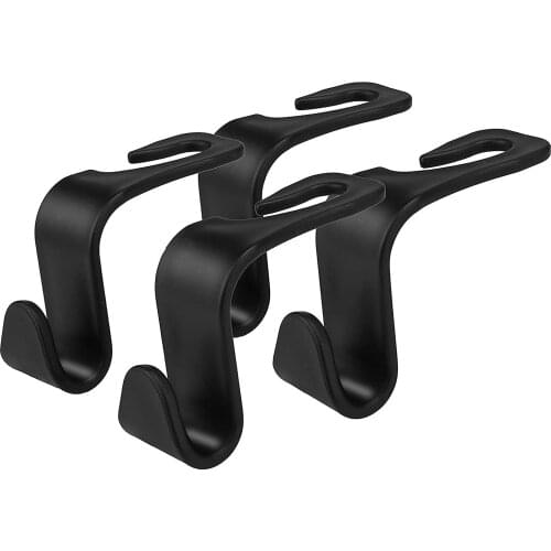 4PCS Car Back Seat Headrest Hooks Black for Car Handbag Clothes Coats Grocery Bags