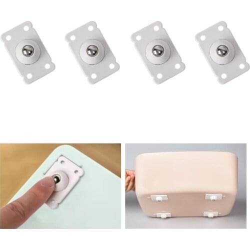 4Pcs Caster Pulley Adhesive Stainless Steel Silent Pulley Universal Furniture Storage Box Roller 360 Degree Cabinet Trash Pulley