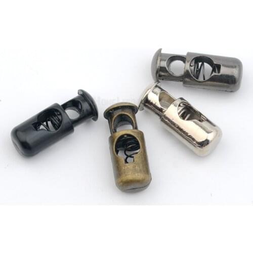 40 pcs / lot STP-001 5mm hole metal zinc alloy stoppers toggle cord locks Drawstring lock cord end clip spring stops