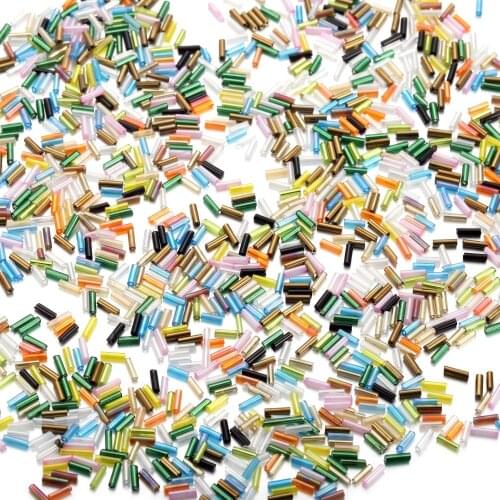 400pcs/lot 2x7mm Long Czech Glass Bead Crystal Glass Tube Round Hole Beads For Jewelry Making DIY Earring Necklace Accessories