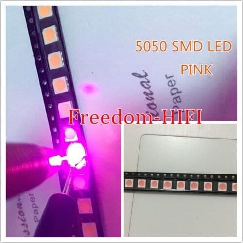 50pcs/lot SMD 5050 pink smd LED Diode 5050 smd smt pink led PLCC-6 3-CHIPS 5.0*5.0MM 60Ma-0.2W Super Bright best Quality New