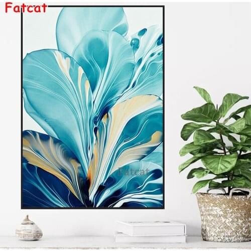 5D Diamond Painting Cross Stitch Flower Big Leaf Splash Abstract Art Picture Crystal Diamond Embroidery Needlework Craft PP1861