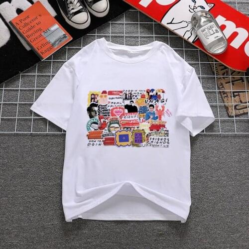90s Graphic Rock Top Tees Female Friends black and white T Shirt Women Harajuku Vintage T-shirt Fashion Queen Tshirt