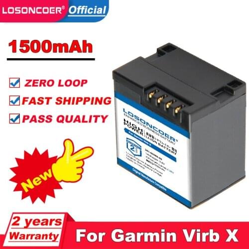 LOSONCOER 1500mAh 361-00080-00 010-12256-01 Battery For Garmin Virb X Compact VIRB XE Action Camera Battery
