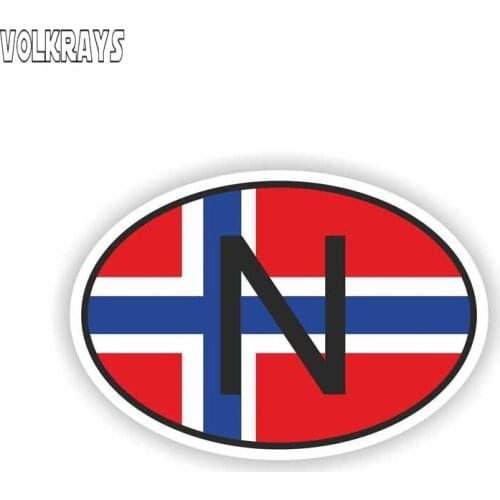 Volkrays Personality Car Sticker N Norway Country Code Accessories Waterproof Reflective Cover Scratches Vinyl Decal,5cm*8cm