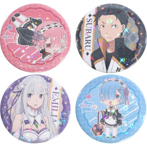 Brdwn Re:Life in a different world from zero Ram Rem Subaru Natsuki Emilia China Official Authorization Cosplay Badge