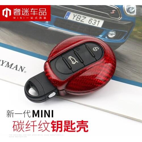 1pcs true carbon fiber red Car key Decorative cover Key case shell car styling for BMW MINI coutryman cooper F56/F55/F54/F60