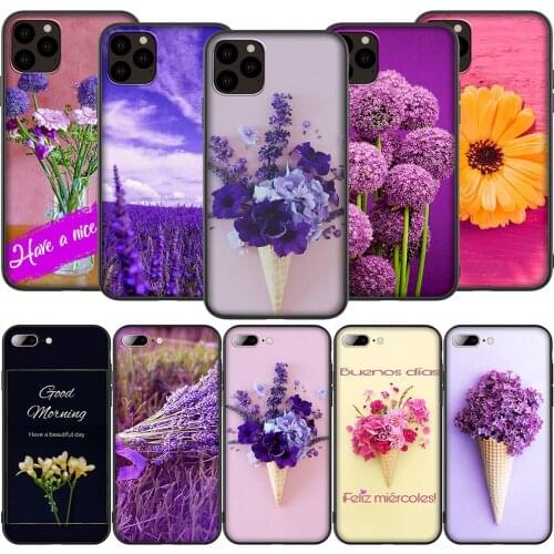 T168 Lavender Purple Flowers Silicone Soft Case for iPhone 12 Mini 11 Pro XS Max XR X 8 7 6 6S Plus 5 5S SE 2020