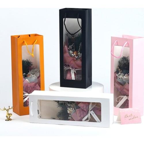 Single Window Flower Gift Box Pure Color Portable Flower Dessert Chocolate Gift Box Square Wedding Party Gift Box