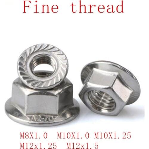 5-10pcs DIN6923 M8x1.0 M10x1.0 m10x1.25 M12x1.25 M12x1.5 fine thread Flanged Hex Nut Flange Nuts