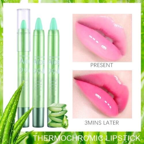 Smooth lipstick temperature changing color long lasting waterproof 99% aloe vera essence moisturizing lipstick AM218