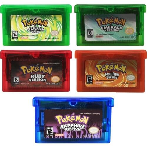 Pokemon Game Card English Language Emerald Sapphire Series NDSL GB GBC GBM GBA SP Ruby Firered Video Cartridge Console Game Card