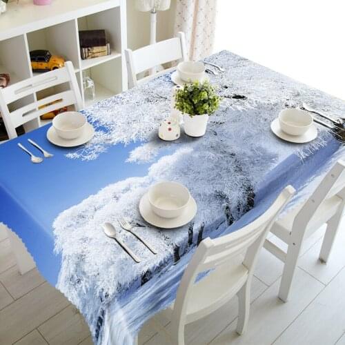 Custom Polyester Cotton Table Beautiful Tree 3D Pattern Dust-proof Thick Rectangular Wedding Banquet Table Cloth Decoration