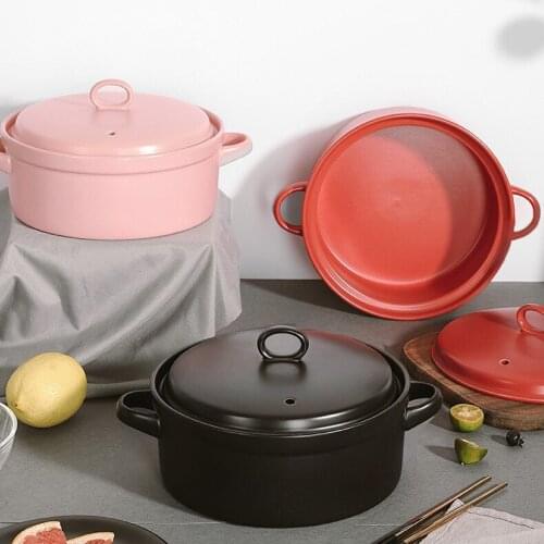 Ceramic casserole stew pot, open flame ceramic pot, saucepan, soup pot, large casserole, household stew pot