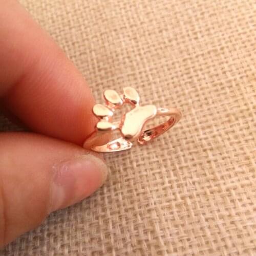 Wholesale 10pc/lot Cute Cat Paw Print Adjustable Size Animal Rings Fit For Lucky Women Mens Anillos Mujer