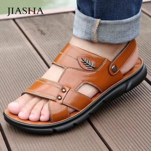 Summer Shoes Men Sandals Genuine Leather Classic Male Soft Beach Sandals Men Roman Casual Shoe Man Footwear
