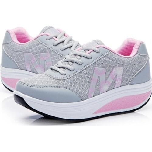 Summer Platform Sports Shoes Womens Sneakers Women Sport Shoes Running Sneakers Woman Gray Pink Sneekers Flat Female GMB-1706