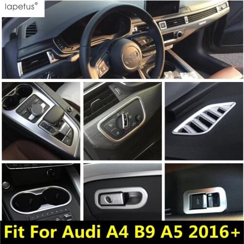 ABS Matte Accessories For Audi A4 B9 / A5 2016 - 2020 Water Cup Holder Dashboard Air AC Outlet Vent Shift Gear Panel Cover Trim