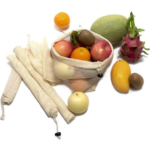 Reusable Shopping Bags, 12-Set Reusable Product Bags Organic Cotton Washable Plastic-Free Bags Zero Waste Shopping Net Bags Fo