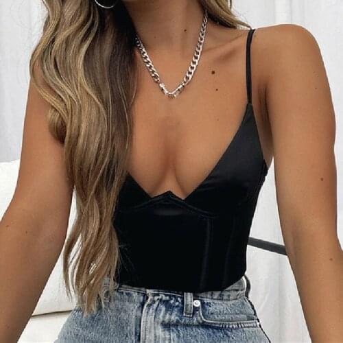 Fashion Solid Color Camisole Summer Women Ladies Backless Sexy Slim Deep V-Neck Wild Tight Exposed Navel Suspender Tops